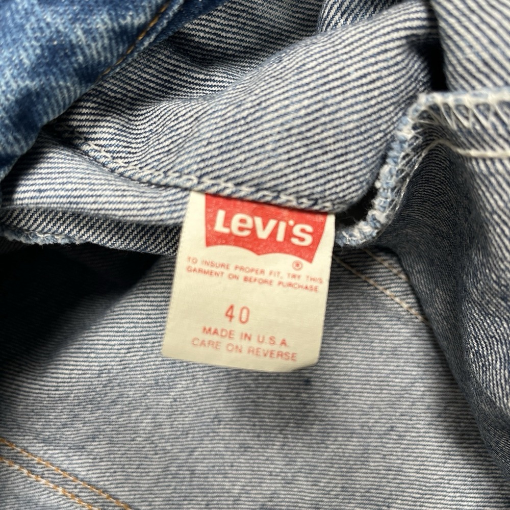 VTG Levi's 70506 0216 Denim Trucker Jacket Made In USA Size 40 L Distressed - Picture 5 of 11